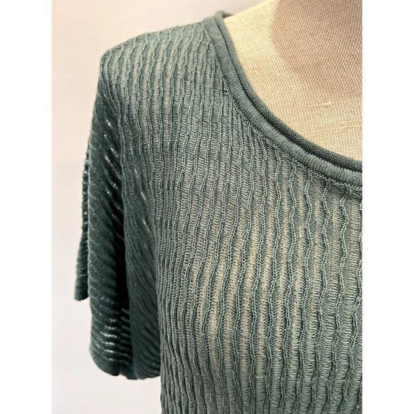 Eileen Fisher Short Sleeve Mesh Knit Top in Green Size S - Picture 2 of 5